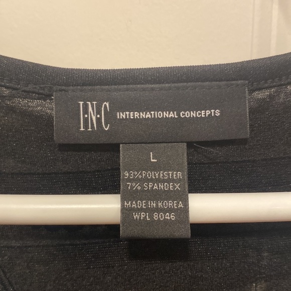 INC Black Layered Ruffle Racerback Tank Blouse, Size Large L - Picture 2 of 4